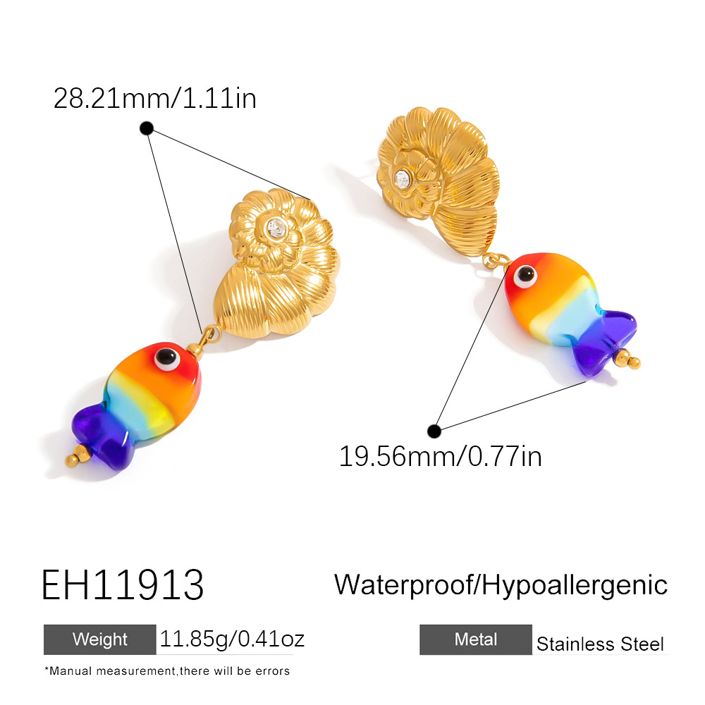 Fish Starfish Conch Earrings