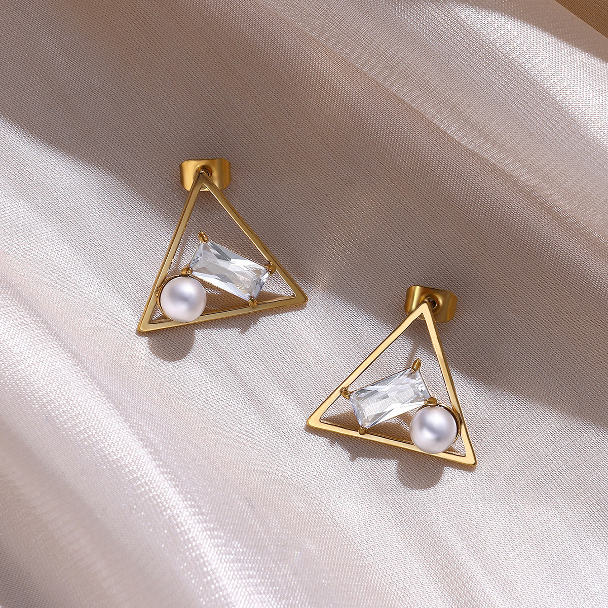 Butterfly Pearl Geometric Earrings