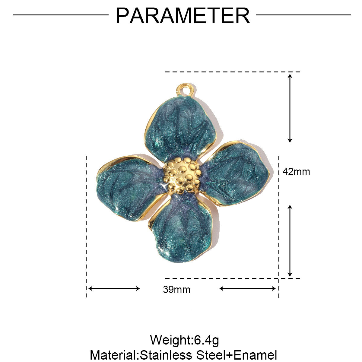 Enamel Flower Four-leaf Clover Stainless Steel Charms