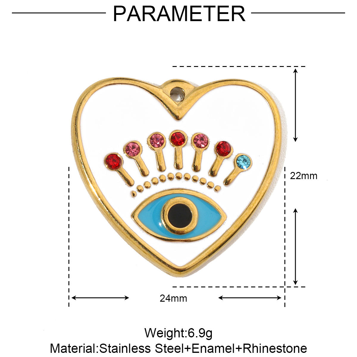 Flower Heart Eyes Stainless Steel Charms