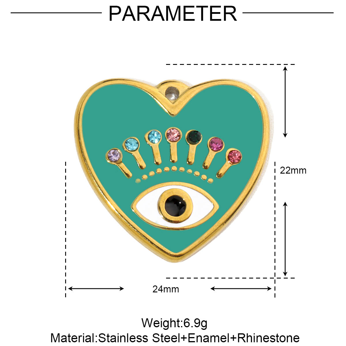 Flower Heart Eyes Stainless Steel Charms