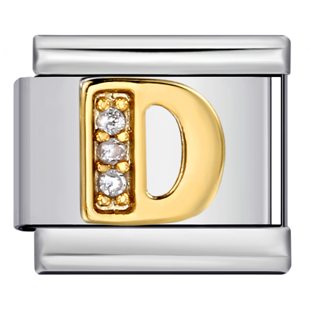 Stainless Steel with Diamond Letter DIY Italian Bracelet