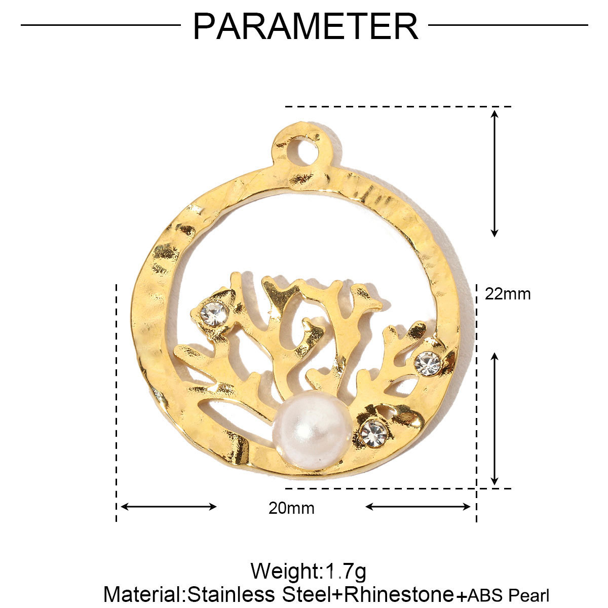 Pearl Flower Heart Coral Stainless Steel Charms