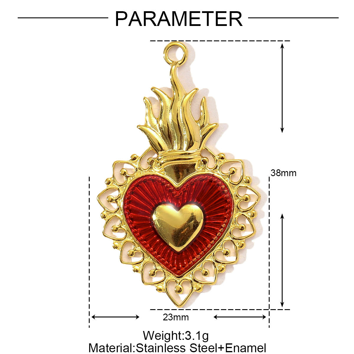 Enamel Heart Shell Crown Angel Wings Stainless Steel charms