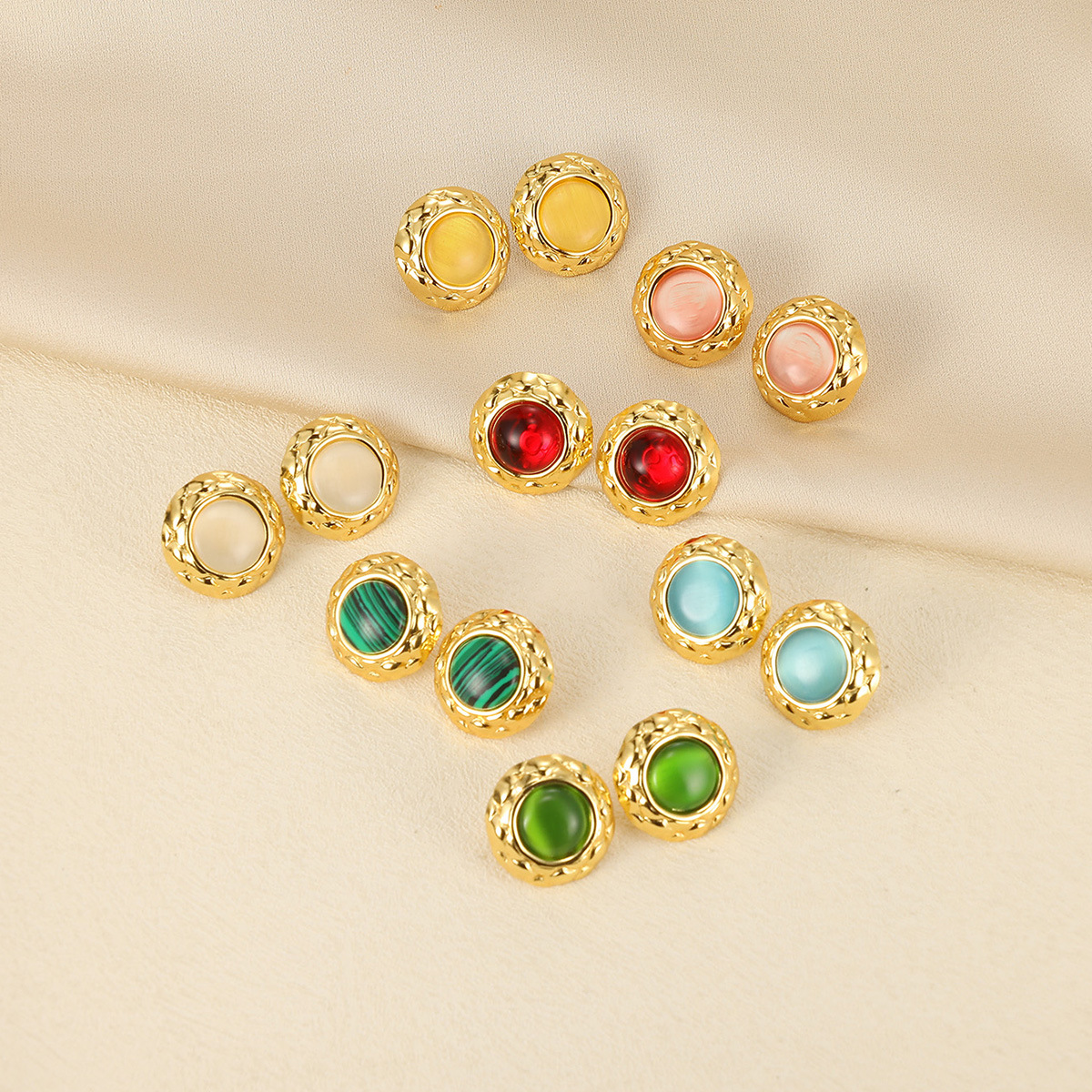 Natural Stone Stud Earrings