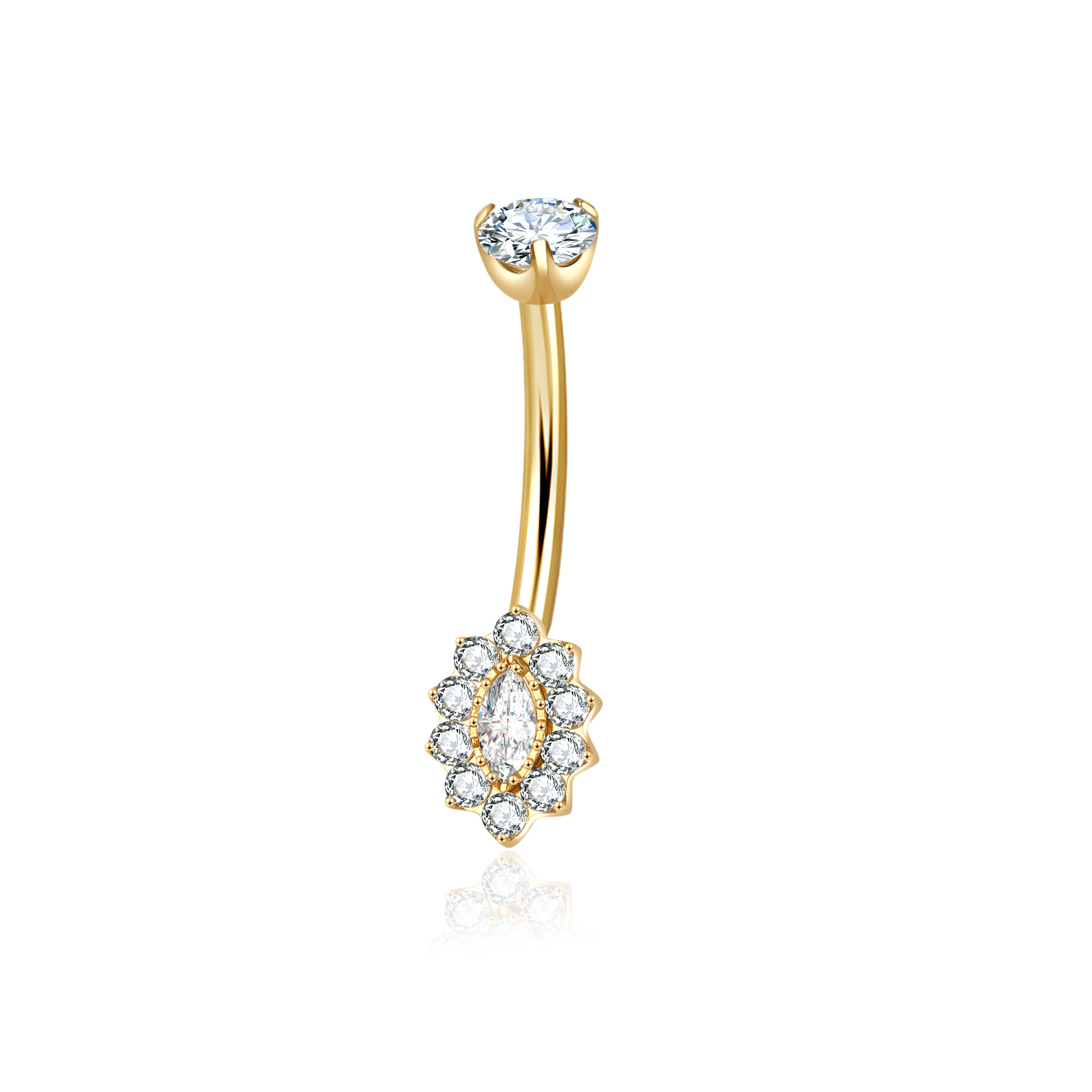 F136 Moon Round Zircon Belly Rings