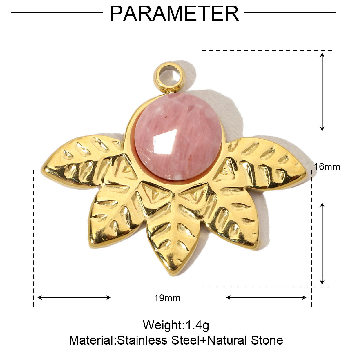 Stars Natural Stone Geometric Leaves Stainless Steel Charms