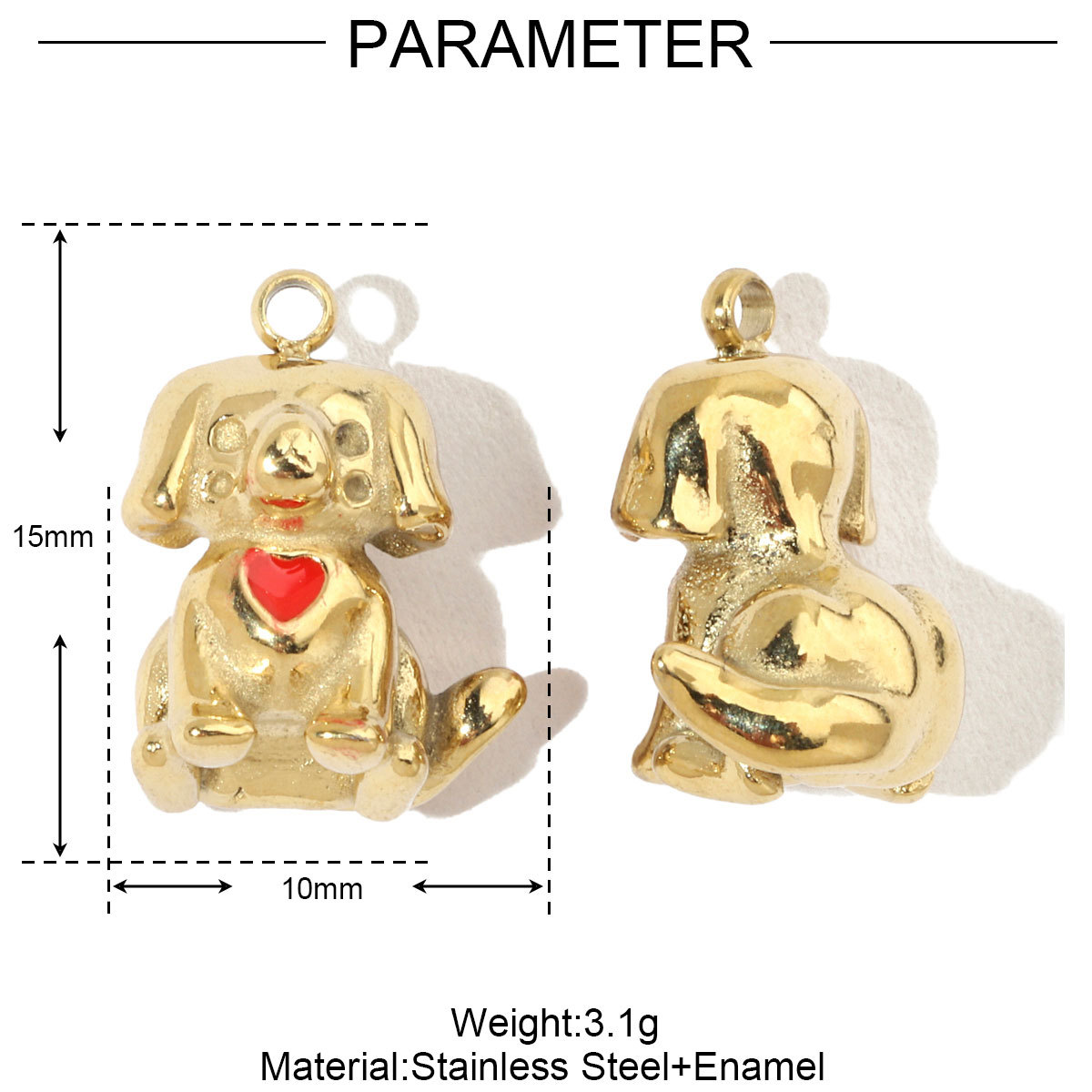 Enamel Puppy Kitten Giraffe Fish Stainless Steel Charms