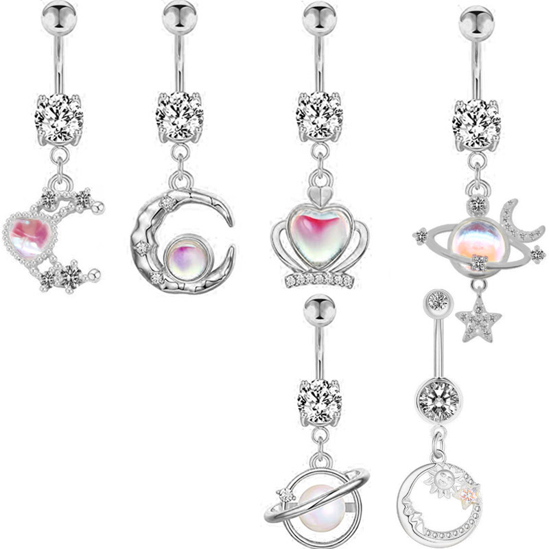 Planet Colorful Stars Moon Belly Piercing