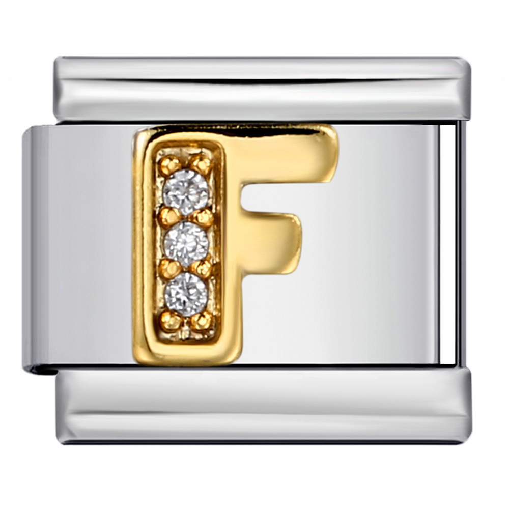 Stainless Steel with Diamond Letter DIY Italian Bracelet