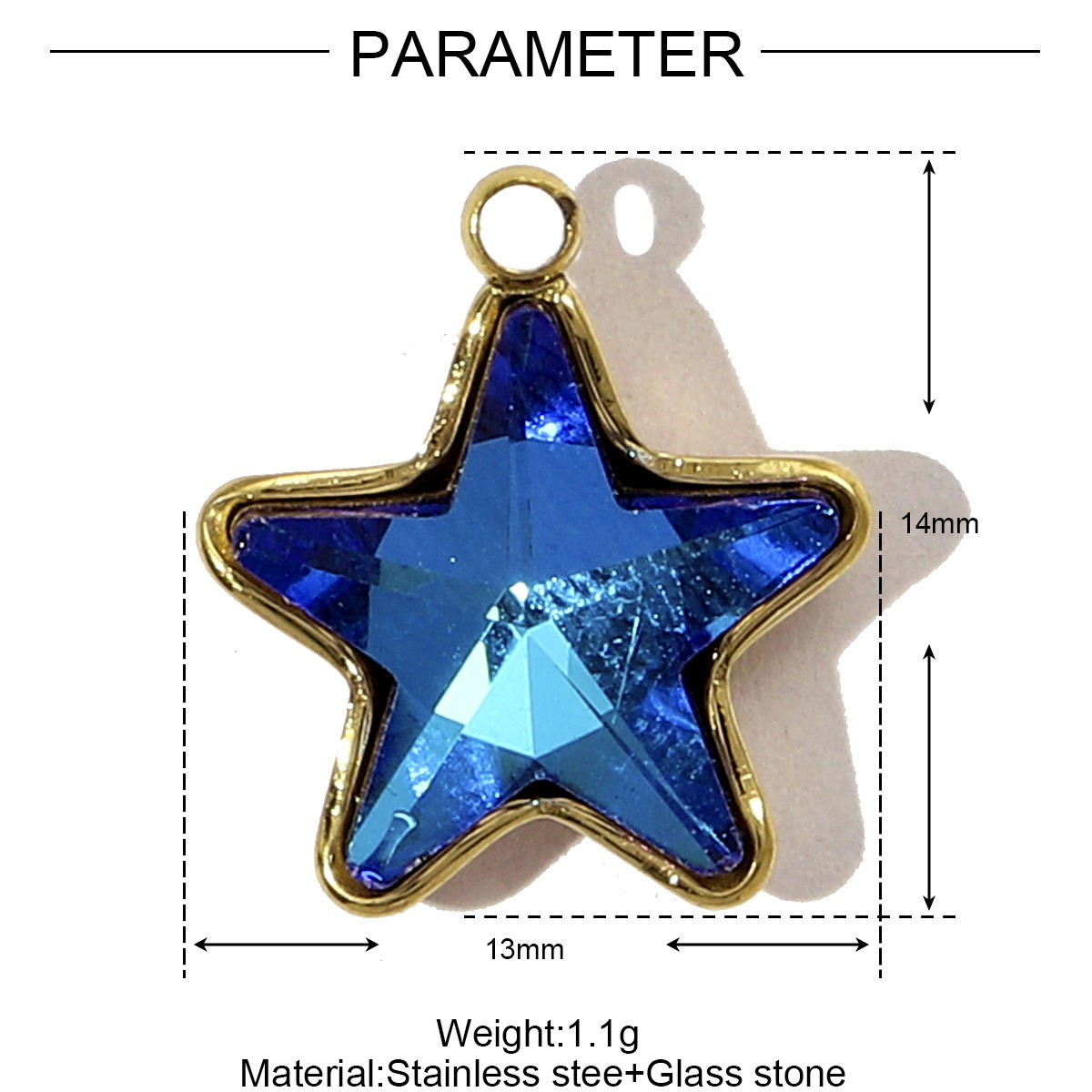 Water Drop Heart Star Glass Stainless Steel Charms