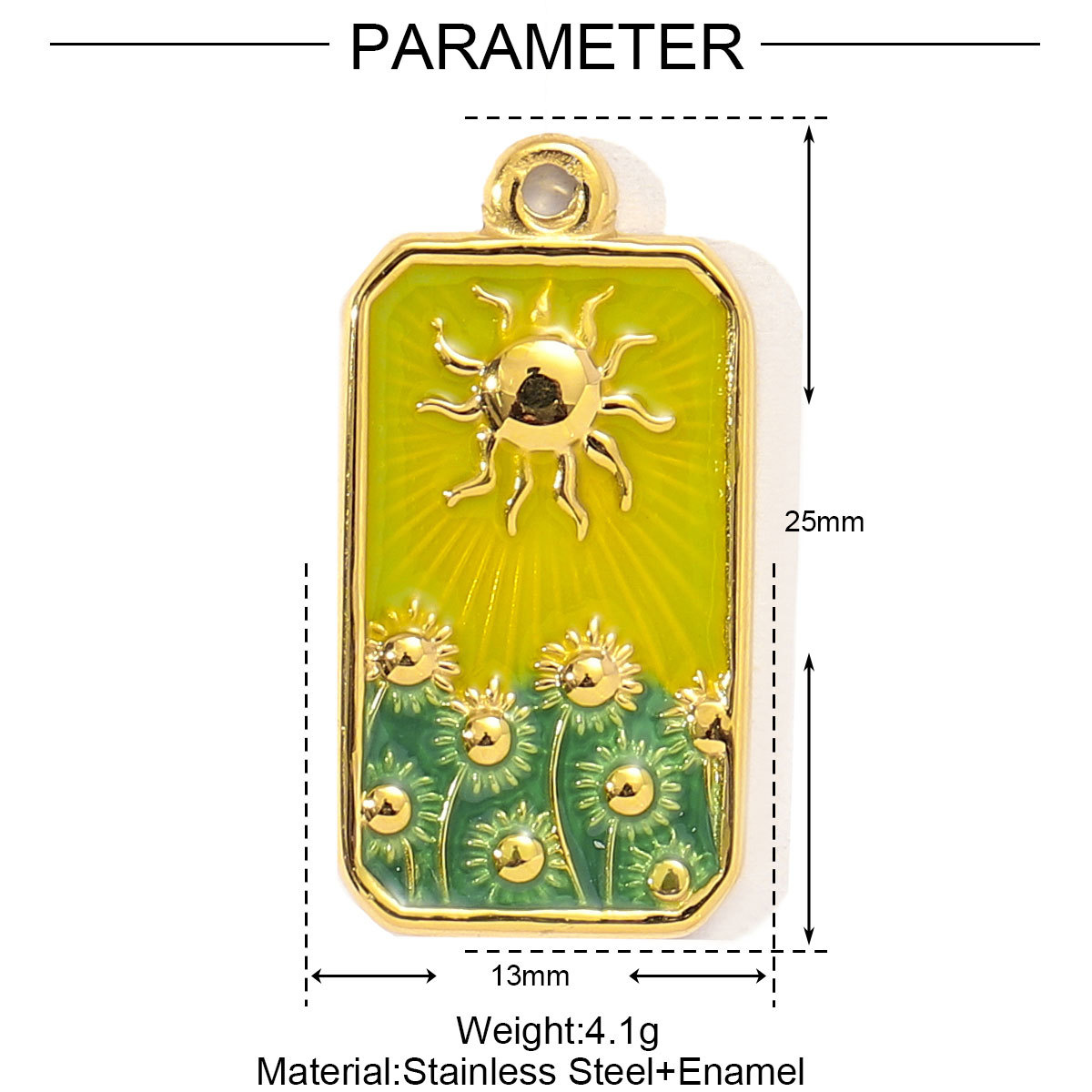 Enamel Sun Sunflower Tarot Stainless Steel Charms