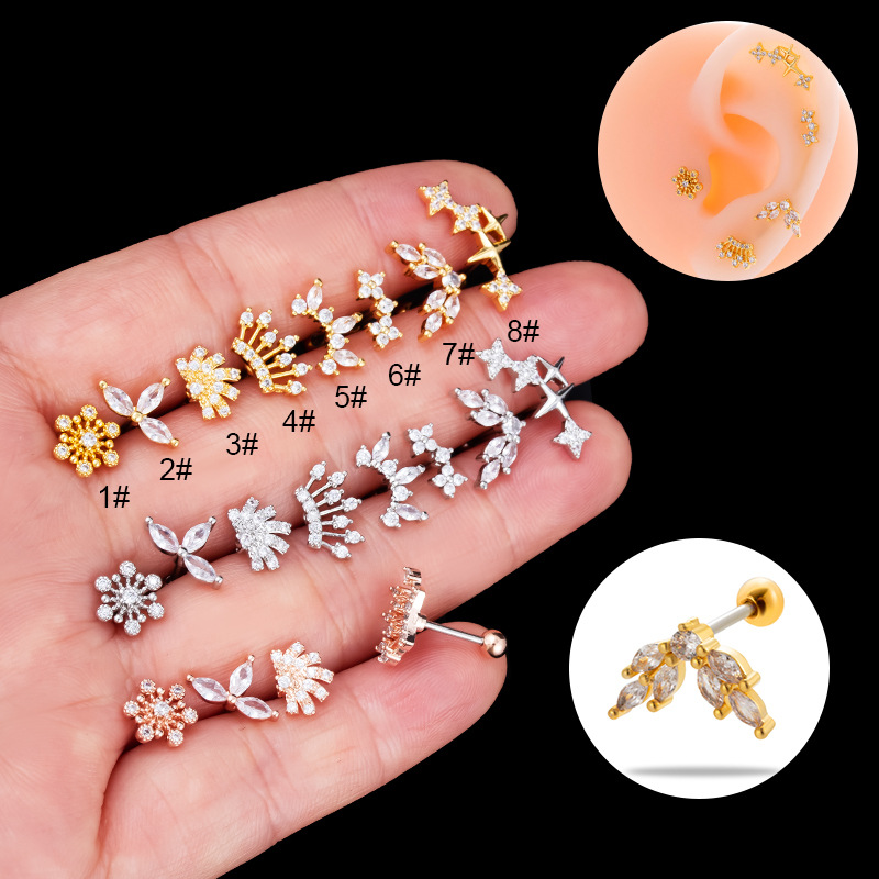 Flower Leaves Piercing Earrings