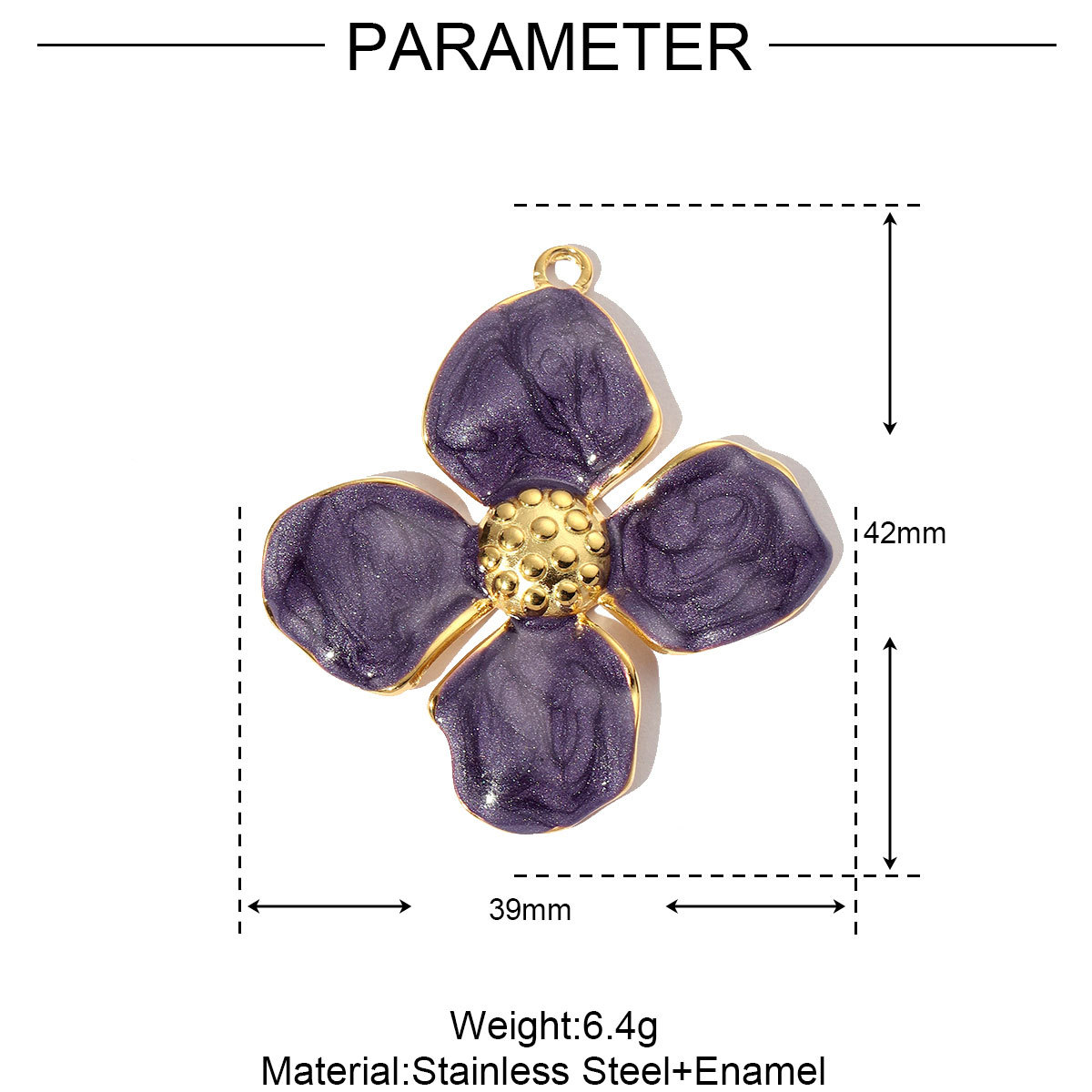 Enamel Flower Four-leaf Clover Stainless Steel Charms