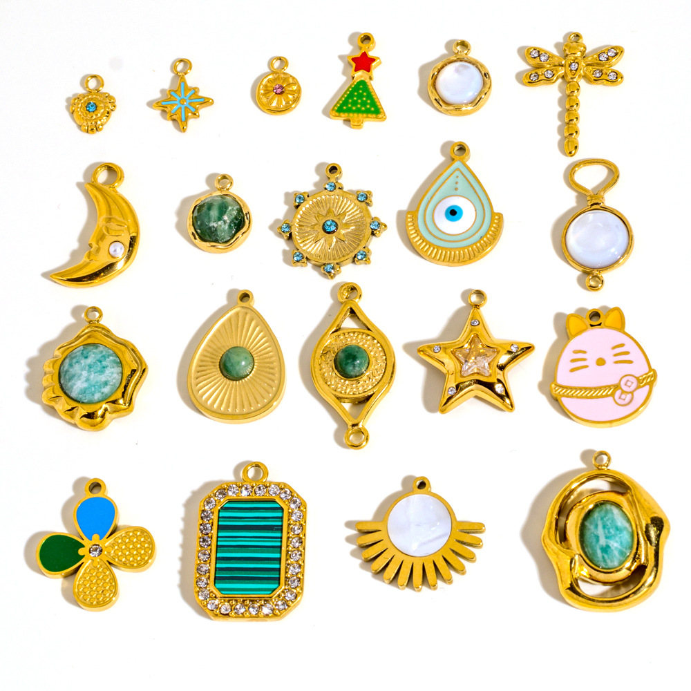 DIY Christmas Tree Flower Moon Malachite Charms