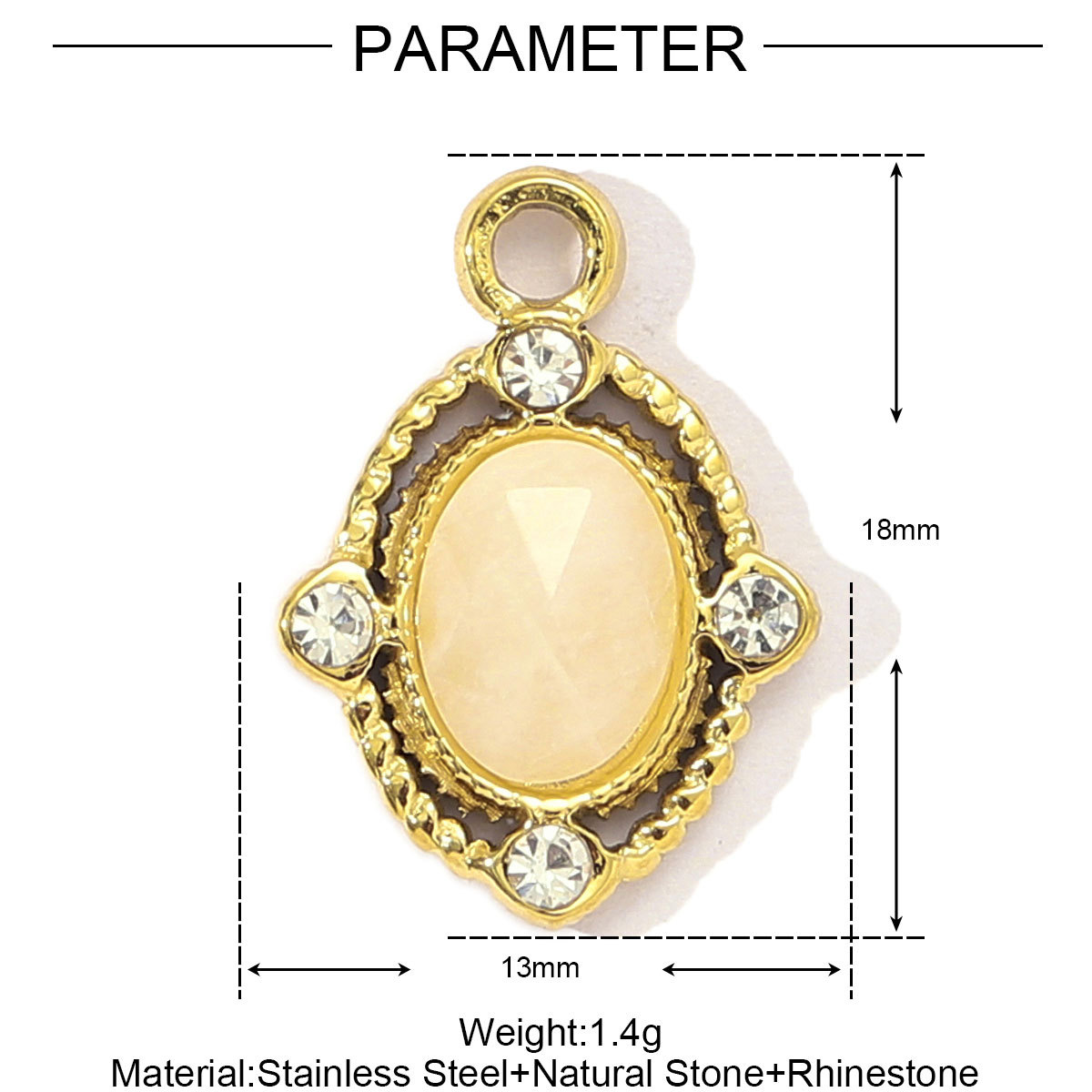 Natural Stone Star Sun Coral Eye Stainless Steel Charms