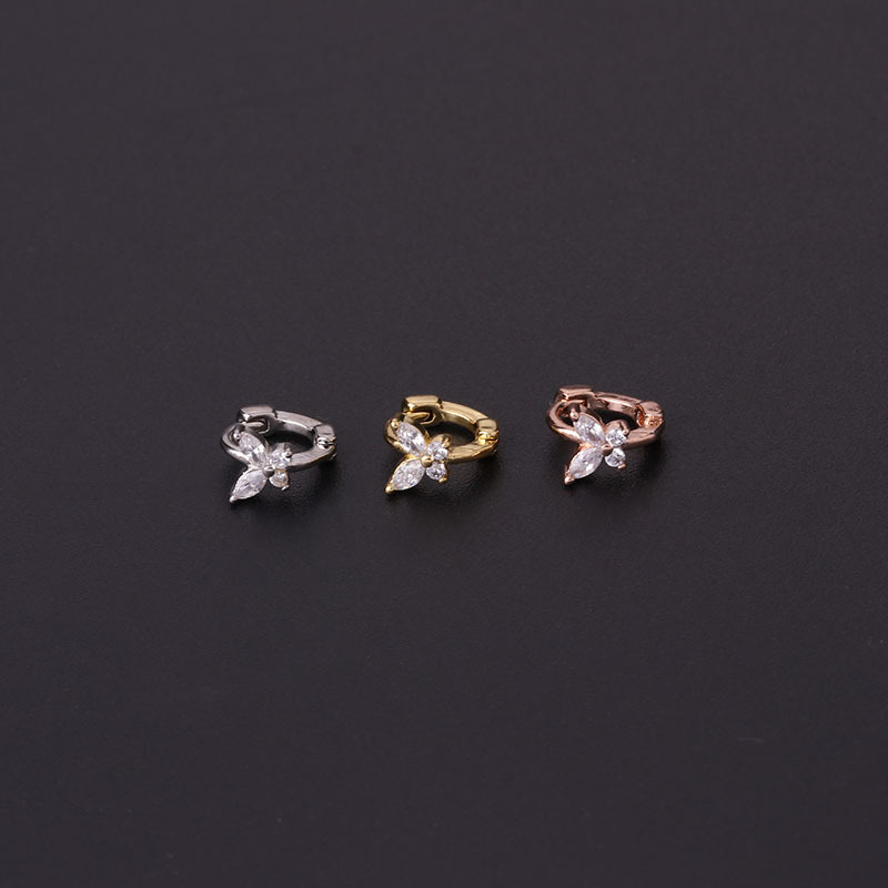 Zircon Butterfly Fashion Piercing  Hoop Earrings