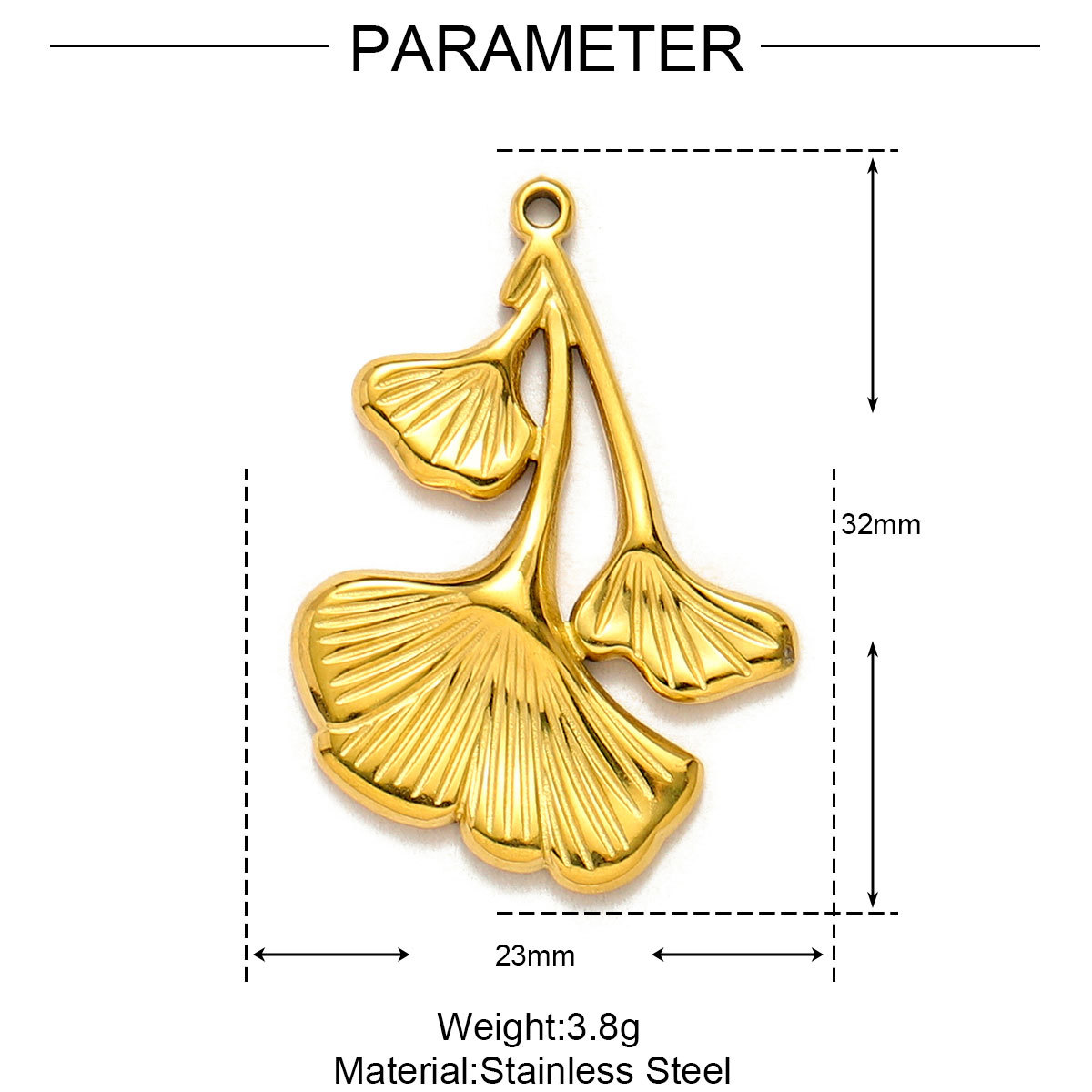 Ginkgo Leaf Daisy Sun Leaves Stainless Steel Charms