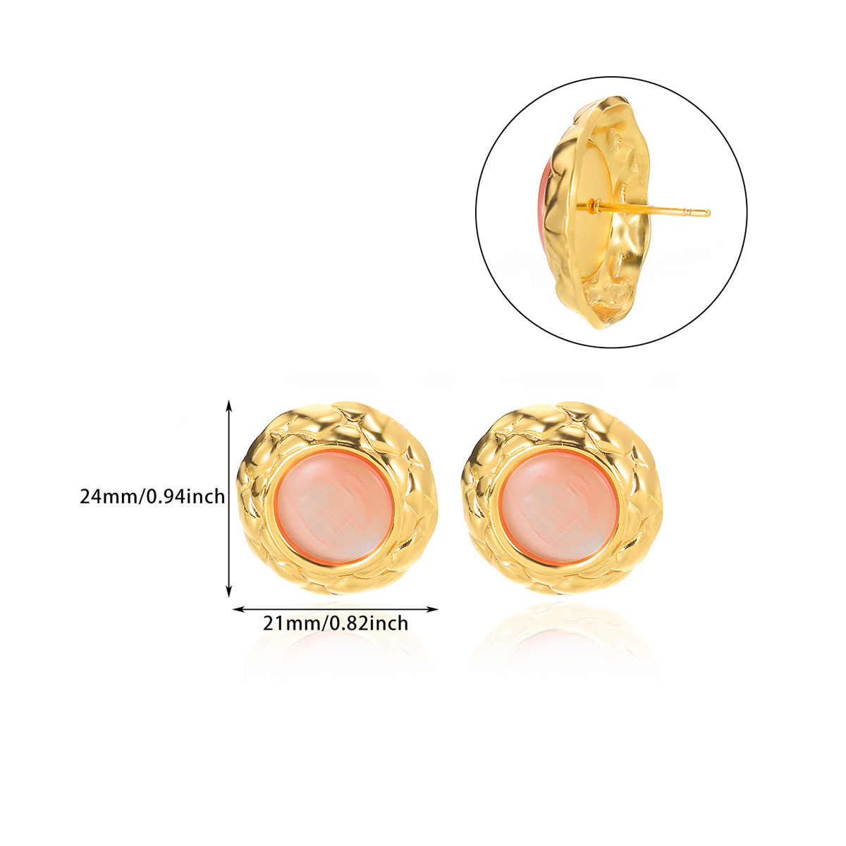 Natural Stone Stud Earrings