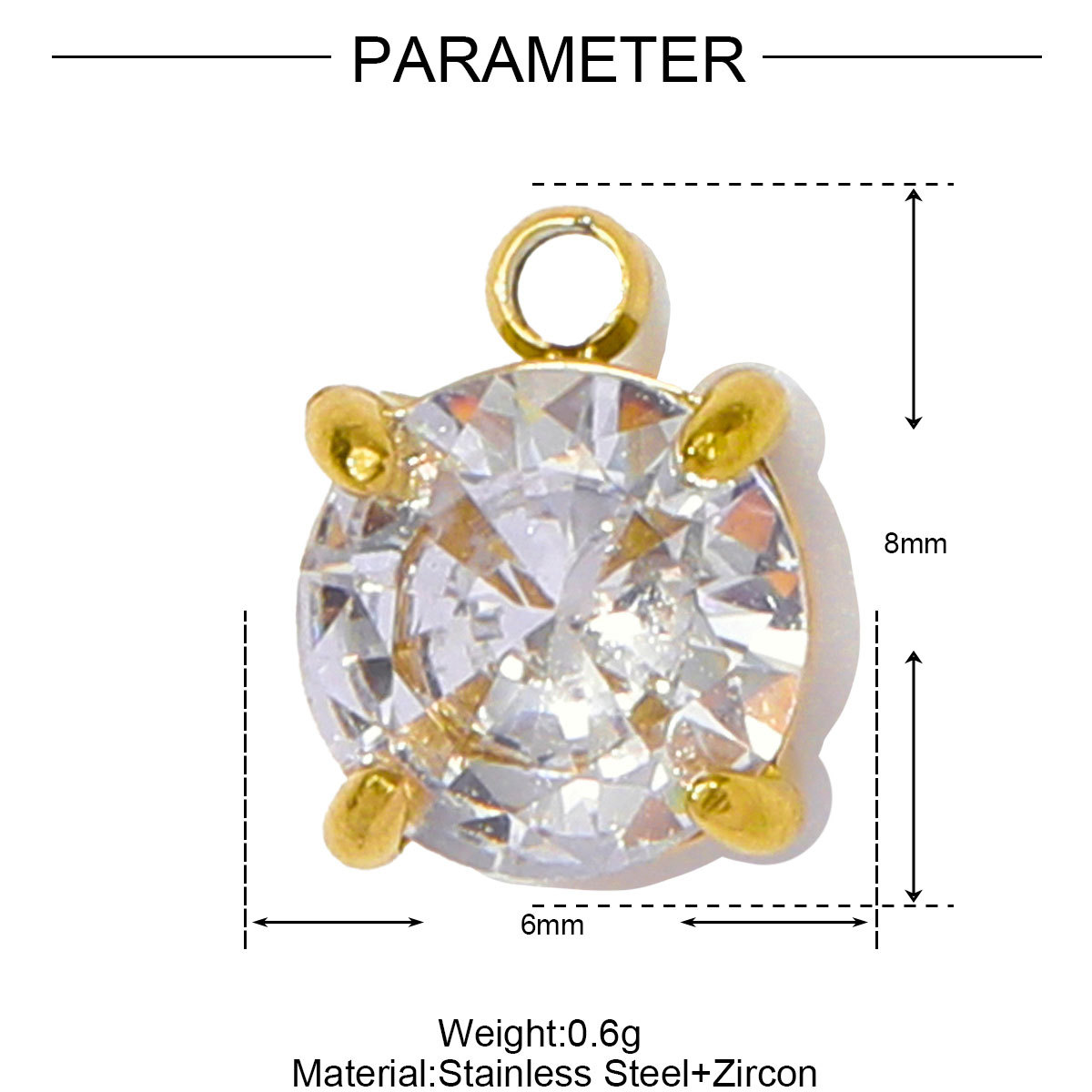 Moon Tennis Racket Eye Stainless Steel Charms