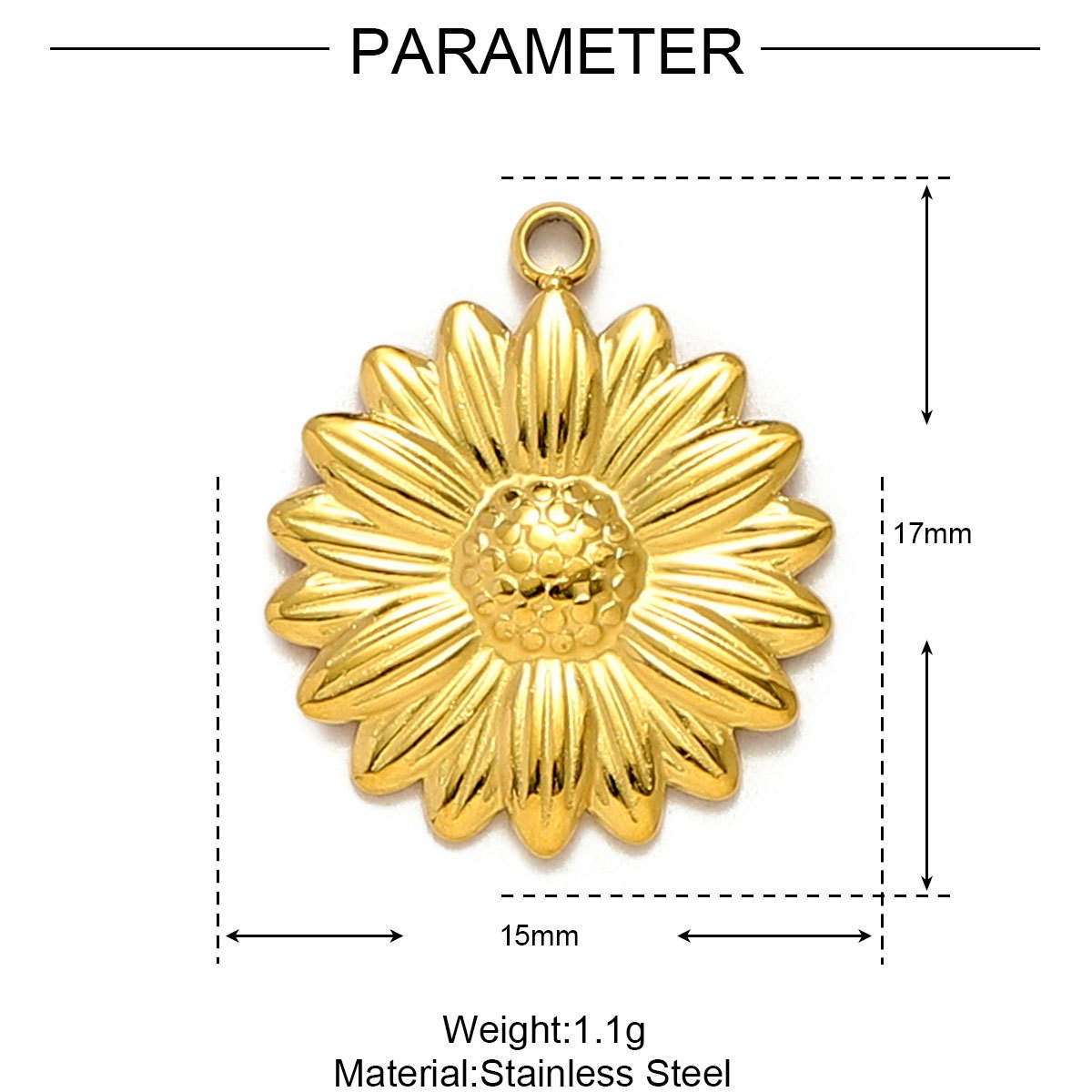 Ginkgo Leaf Daisy Sun Leaves Stainless Steel Charms