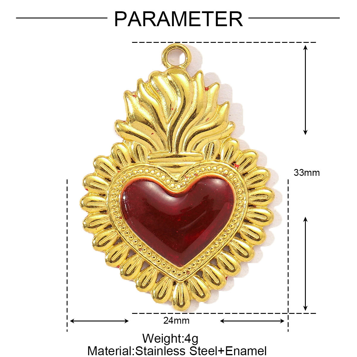 Enamel Heart Shell Crown Angel Wings Stainless Steel charms