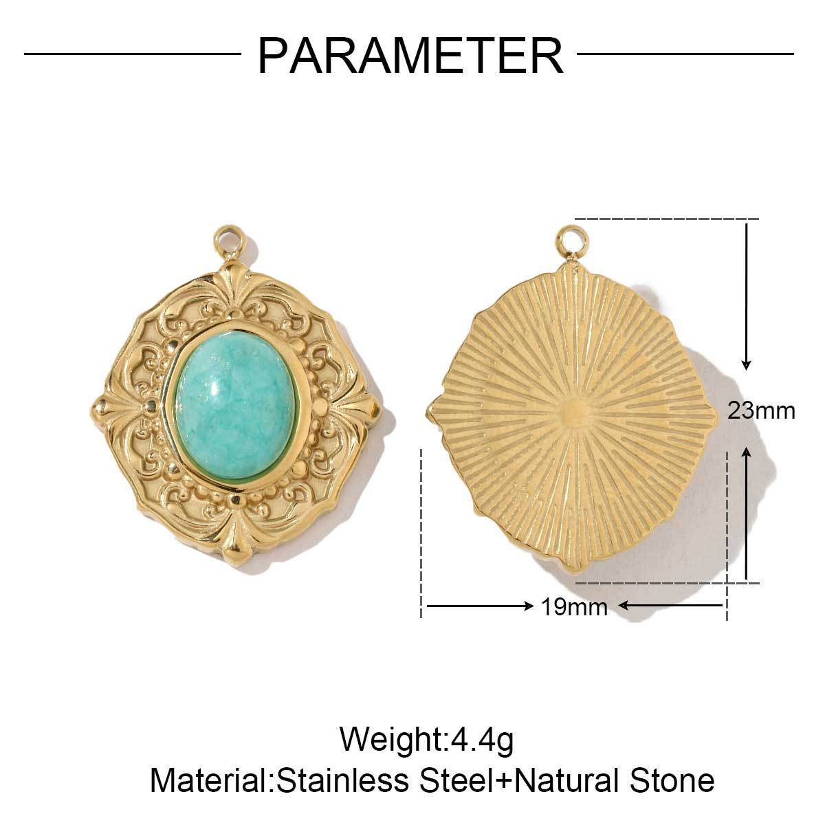 Natural Stone Stainless Steel Charms