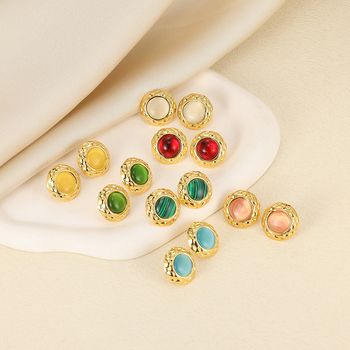 Natural Stone Stud Earrings