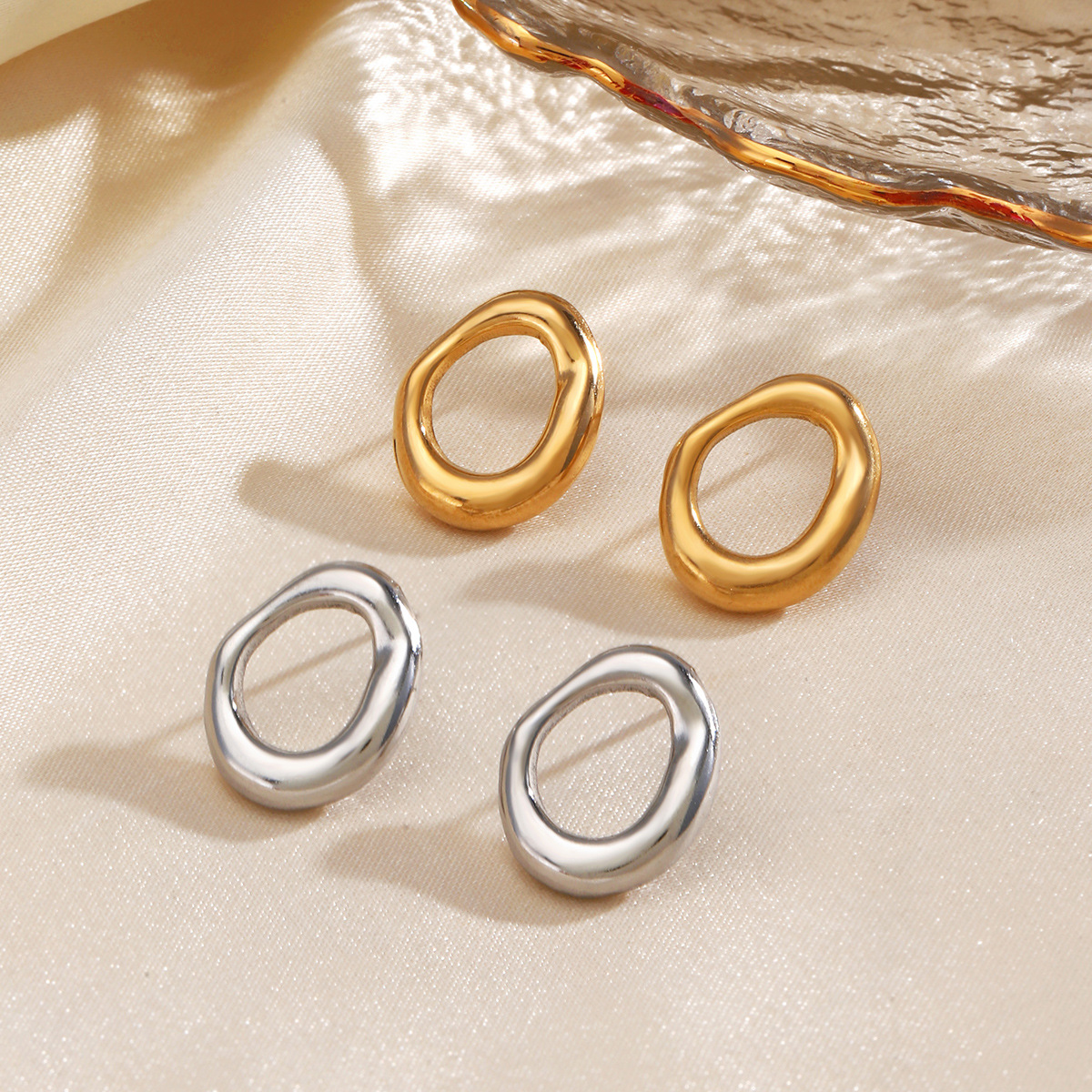 Stainless Steel Hip Hop Stud Earrings