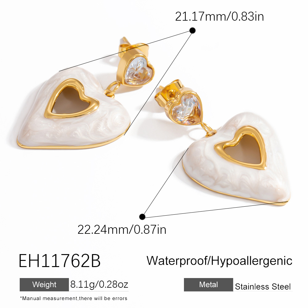 Enamel Heart Flower Earrings