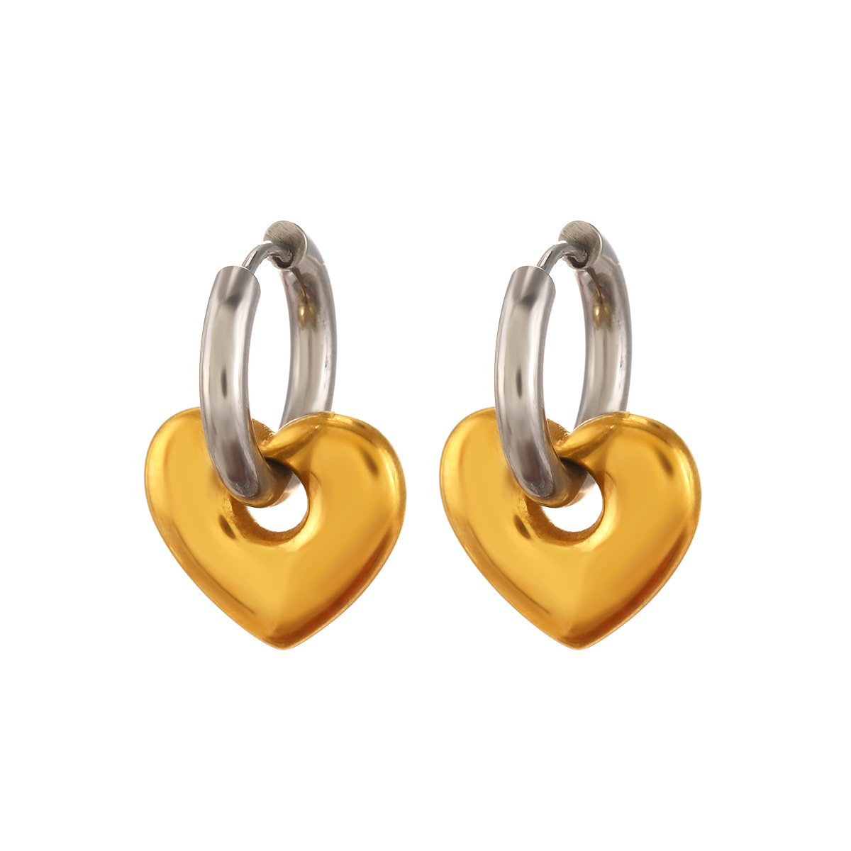 Stainless Steel Heart Hoop Earrings