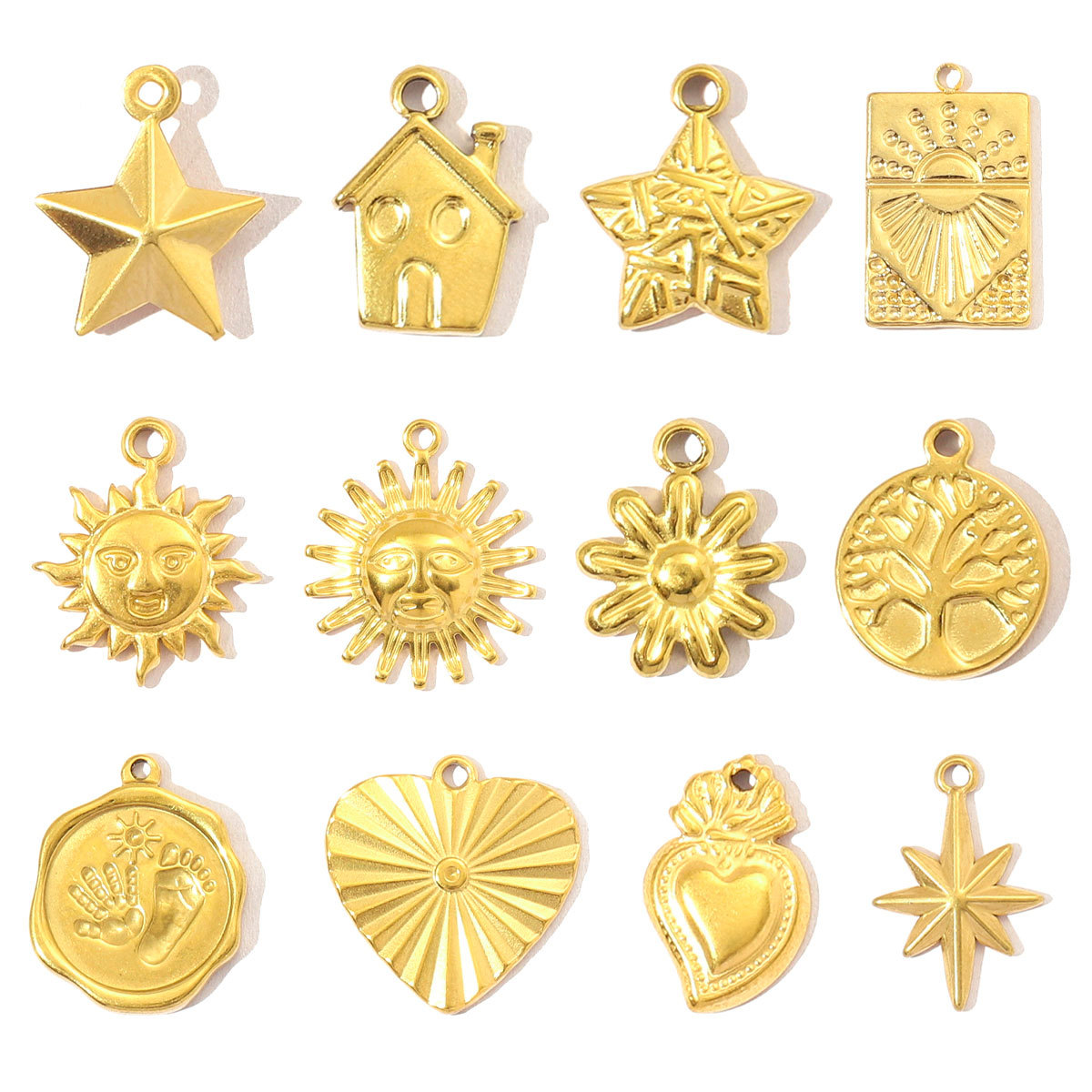 Flower Crown Life Tree Hands Feet Stainless Steel Charms