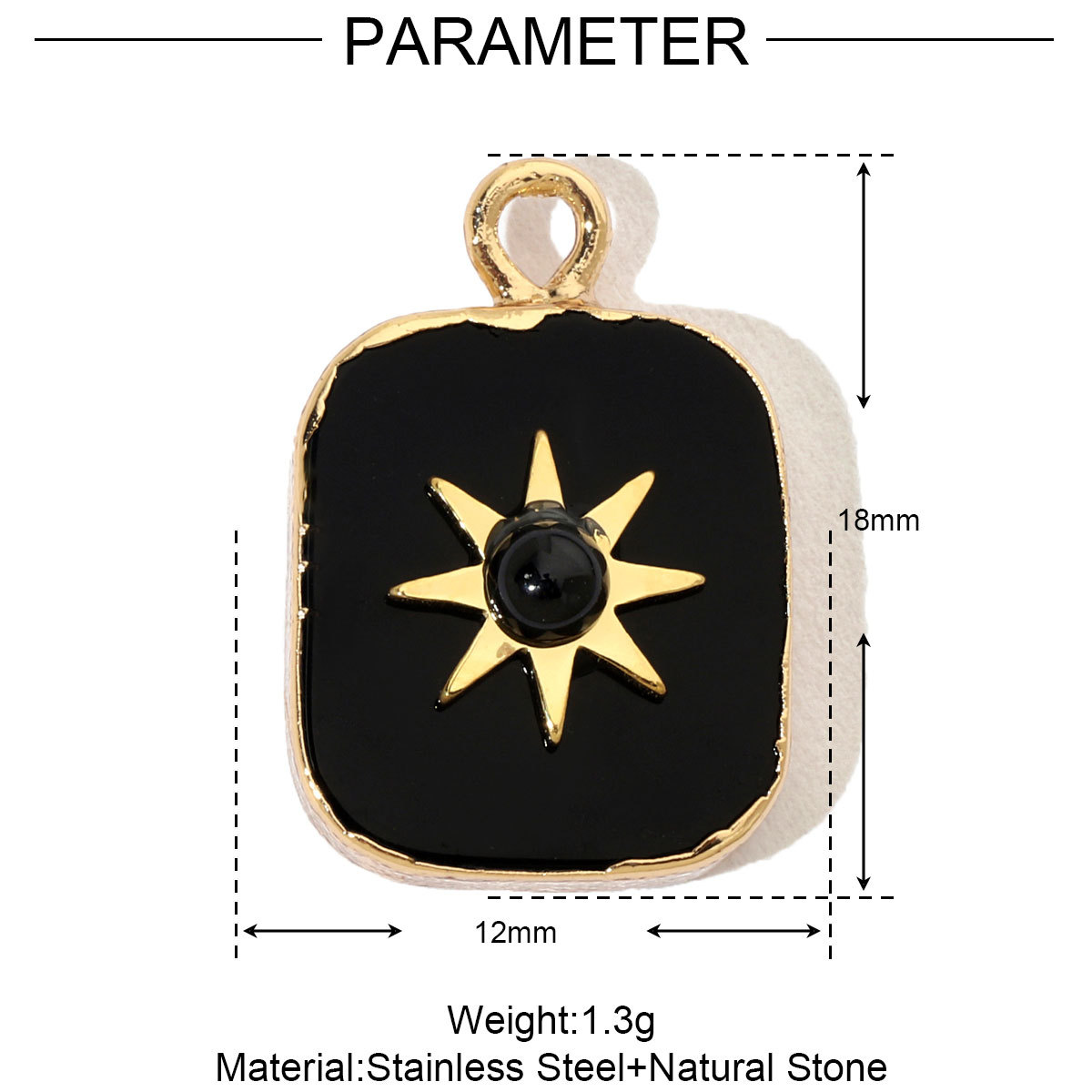 Stars Natural Stone Geometric Leaves Stainless Steel Charms