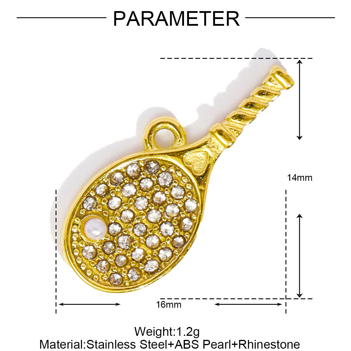Moon Tennis Racket Eye Stainless Steel Charms