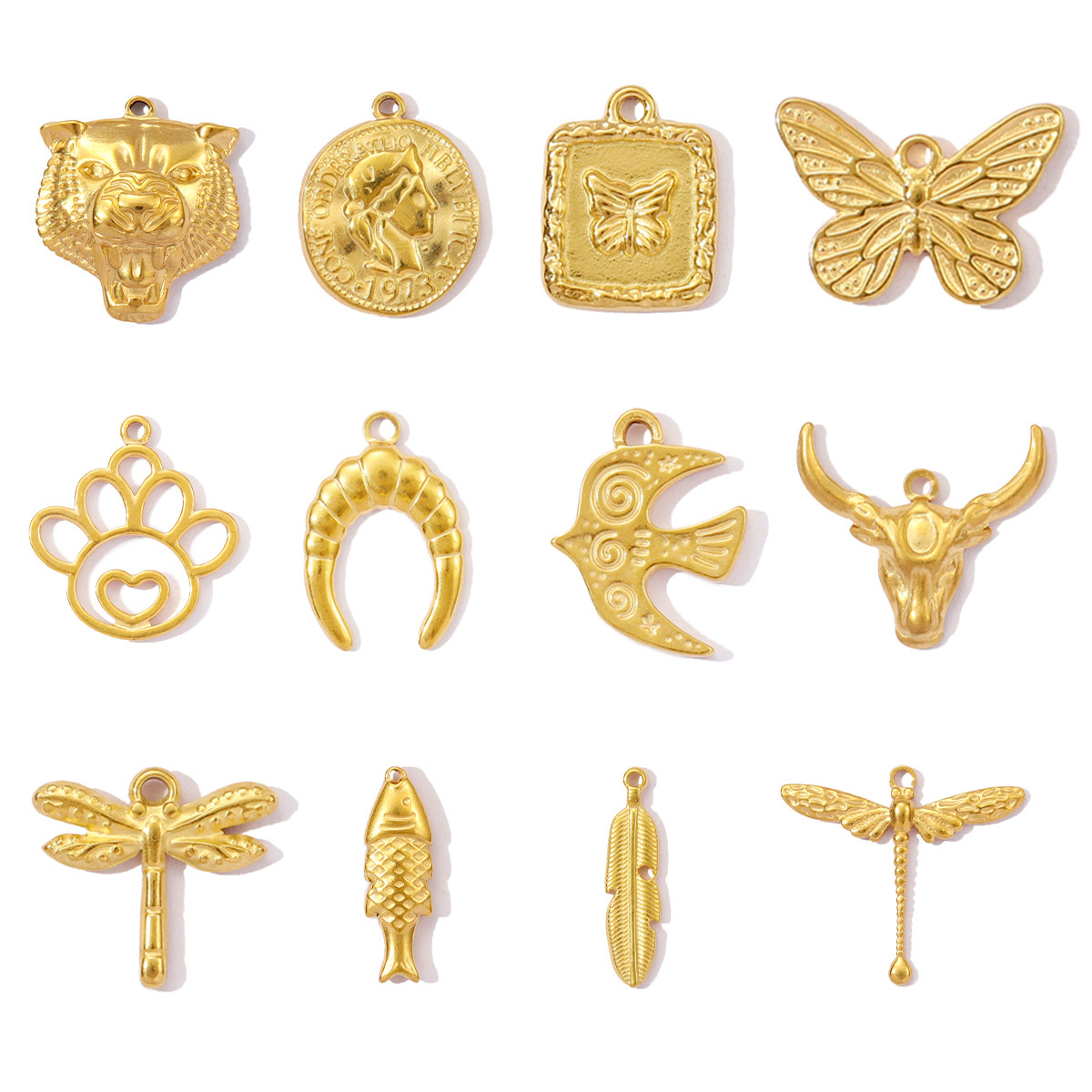 Butterfly Tiger Dragonfly  Stainless Steel Charms