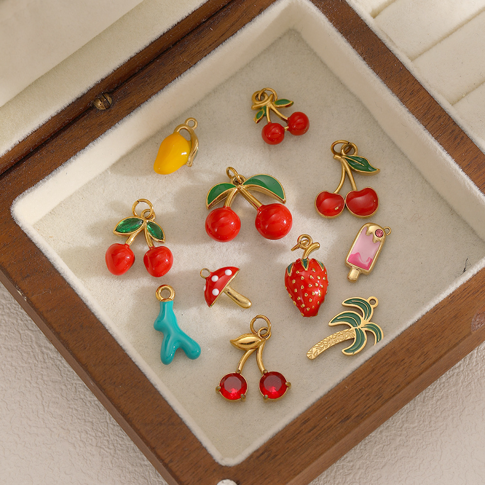 Enamel Fruit Series Charms for Stainless Steel DIY Jewelry