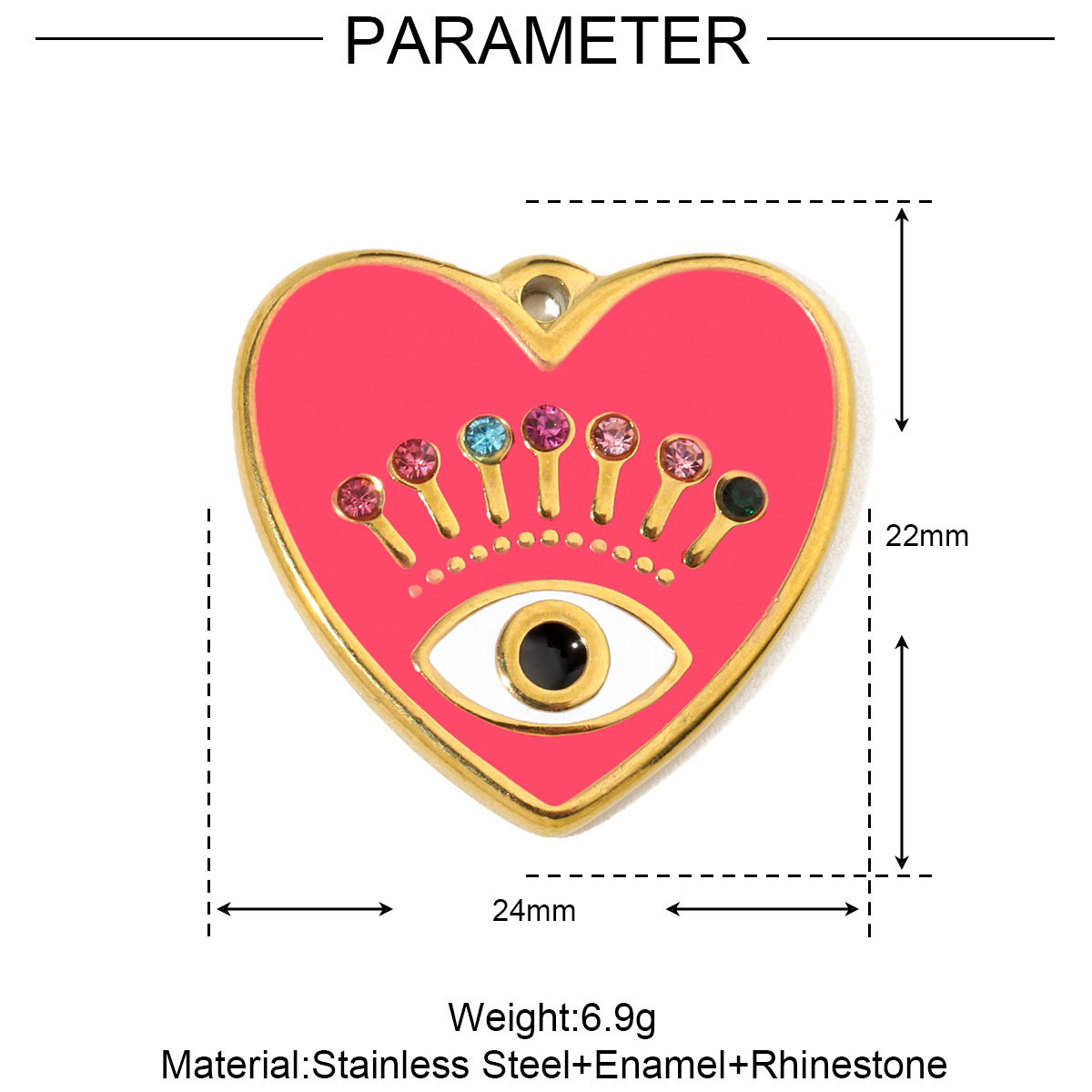 Flower Heart Eyes Stainless Steel Charms