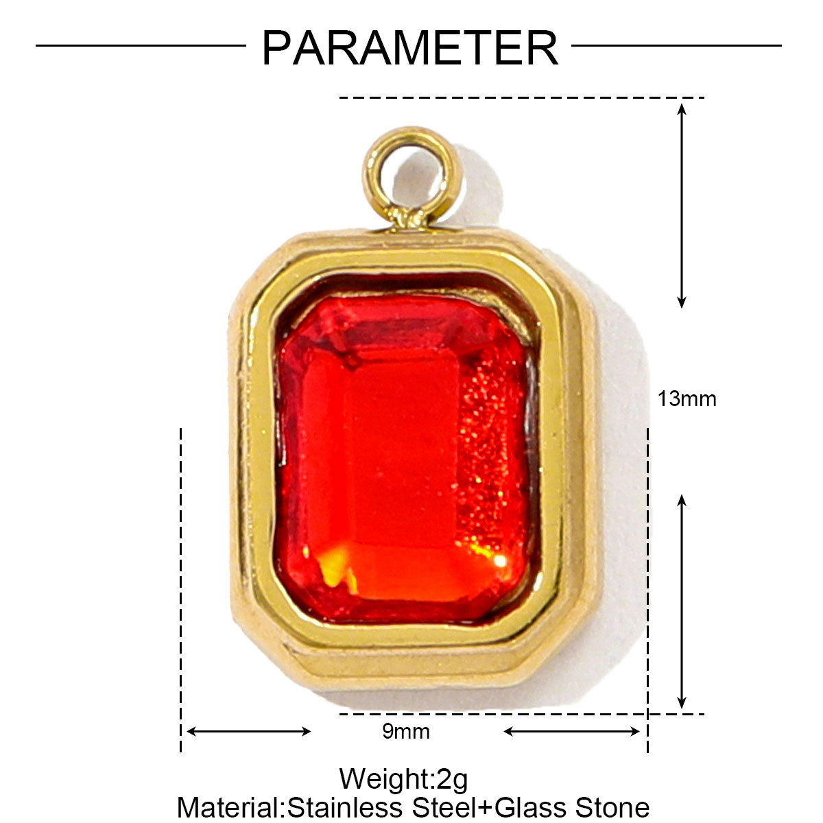 Colored Diamond Stainless Steel Charms