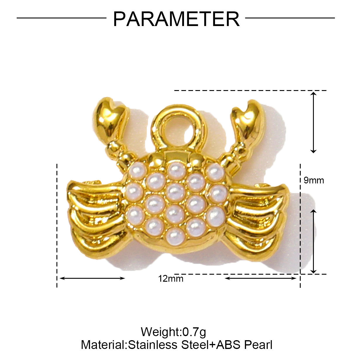 Pearl Enamel Dragonfly Shell Turtle Conch Crab Stainless Steel Charms
