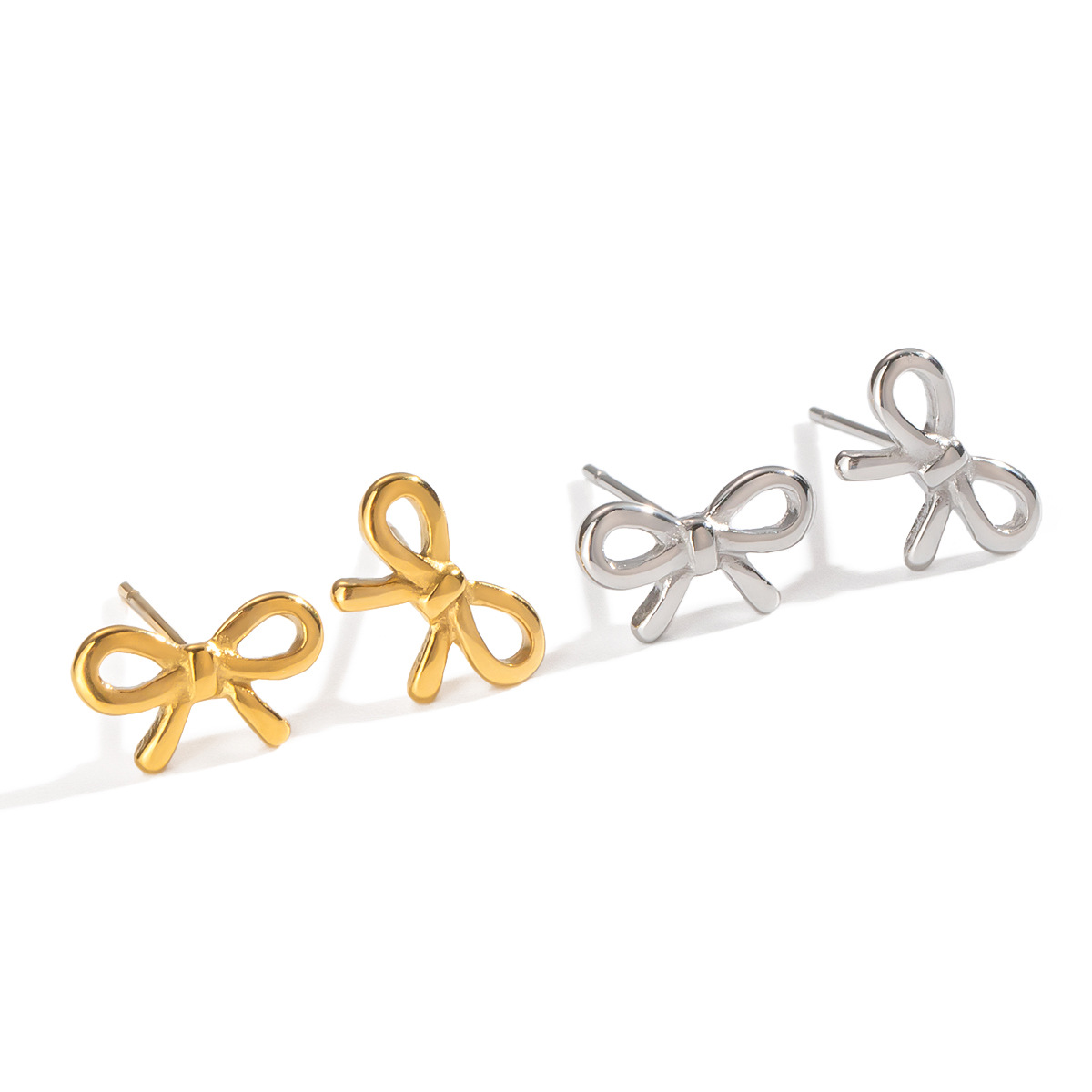 Stainless Steel Bow Stud Earrings