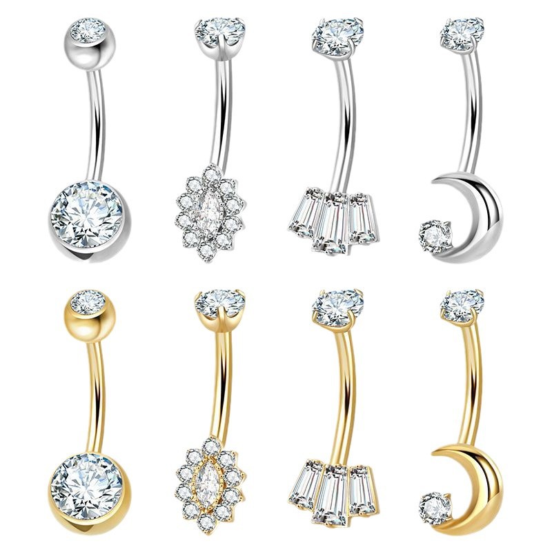 F136 Moon Round Zircon Belly Rings