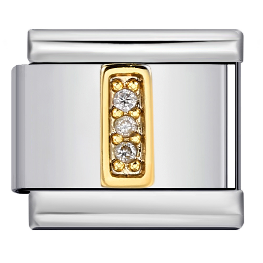 Stainless Steel with Diamond Letter DIY Italian Bracelet