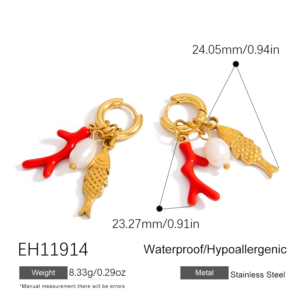 Fish Starfish Conch Earrings