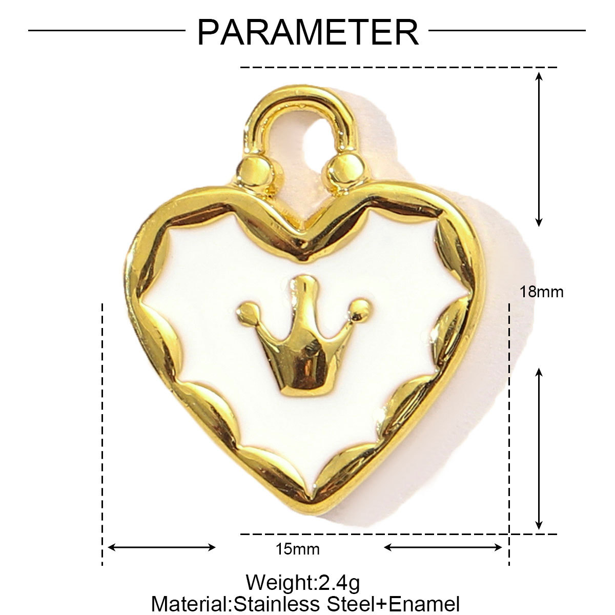 Enamel Heart Shell Crown Angel Wings Stainless Steel charms