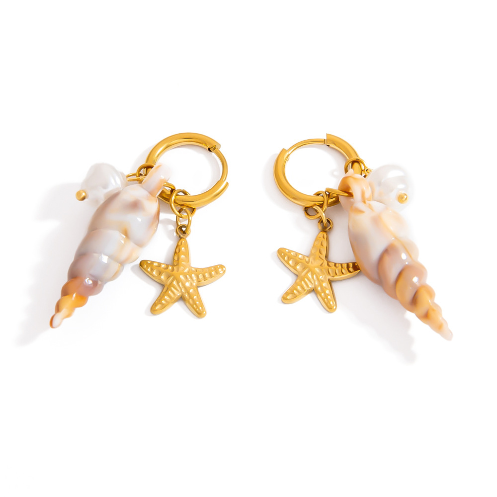 Natural Shell Starfish Earrings