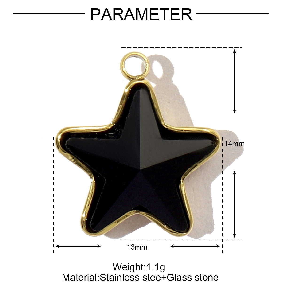 Water Drop Heart Star Glass Stainless Steel Charms