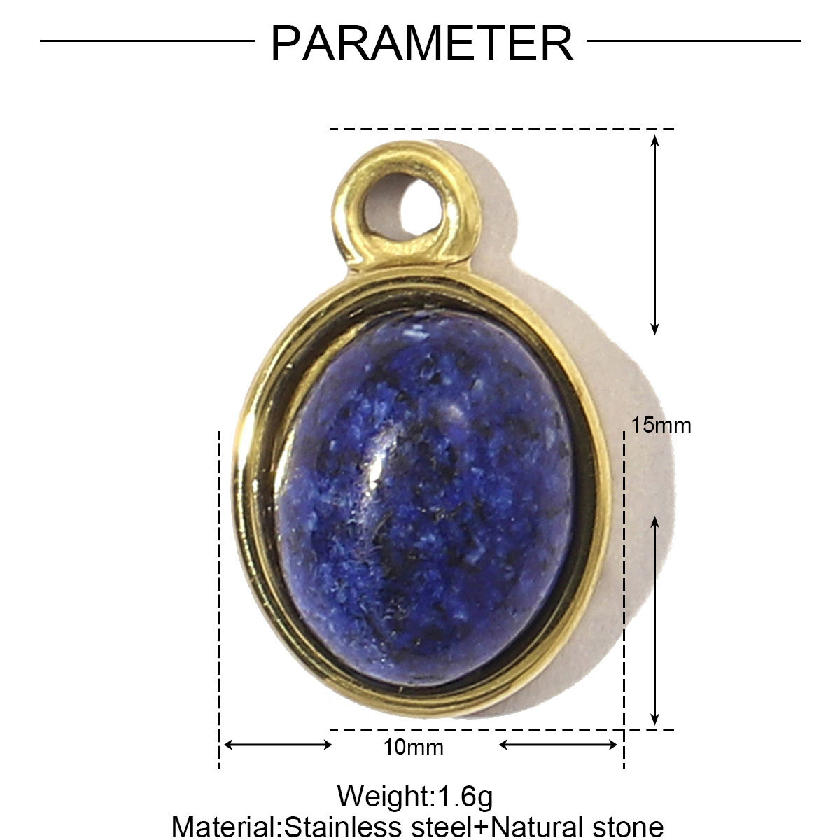 Lapis Water Drops Natural Stone Stainless Steel Charms