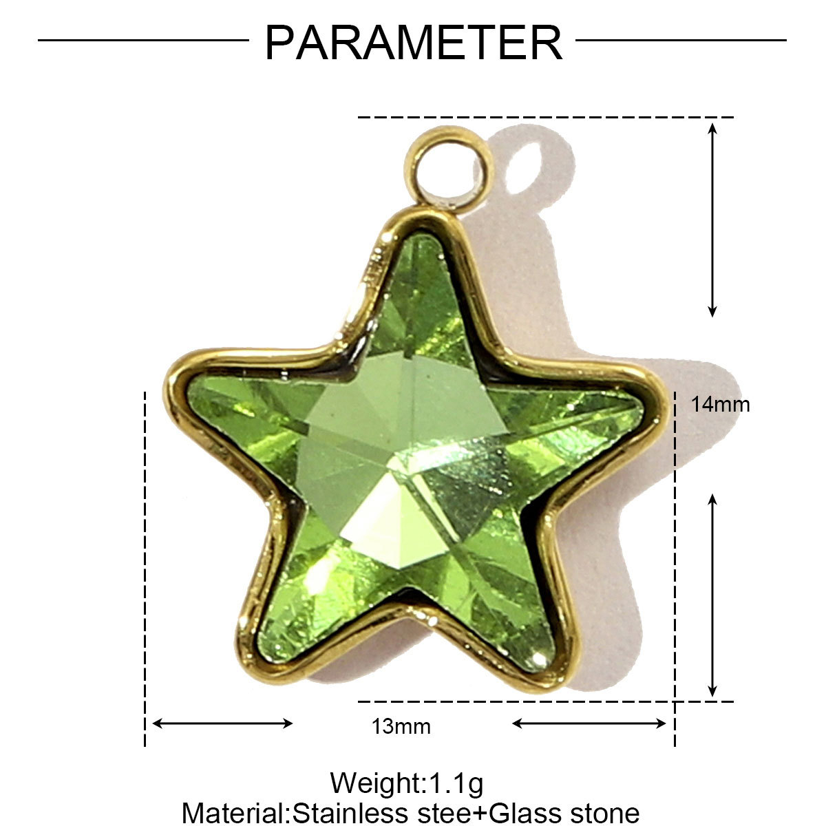 Water Drop Heart Star Glass Stainless Steel Charms