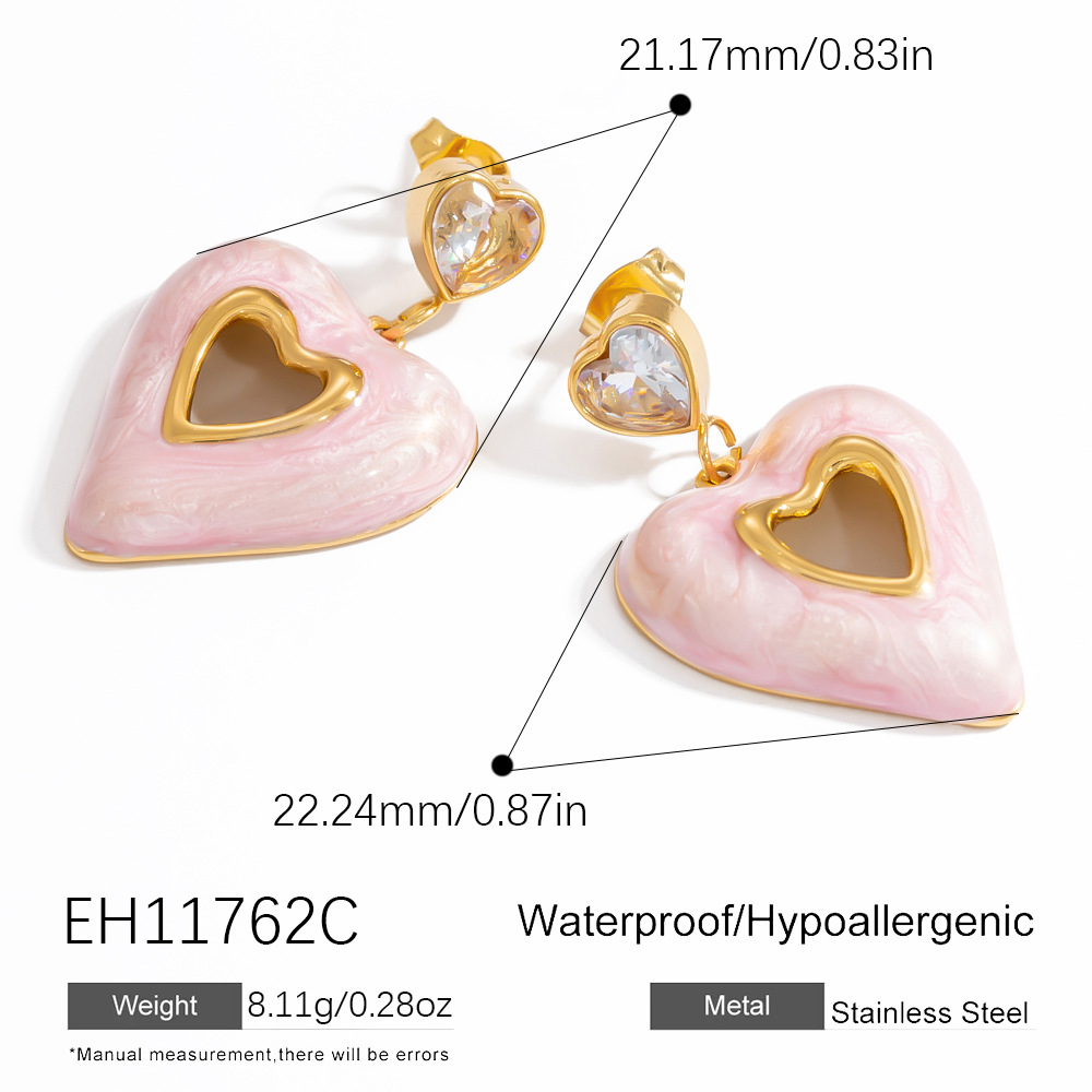 Enamel Heart Flower Earrings