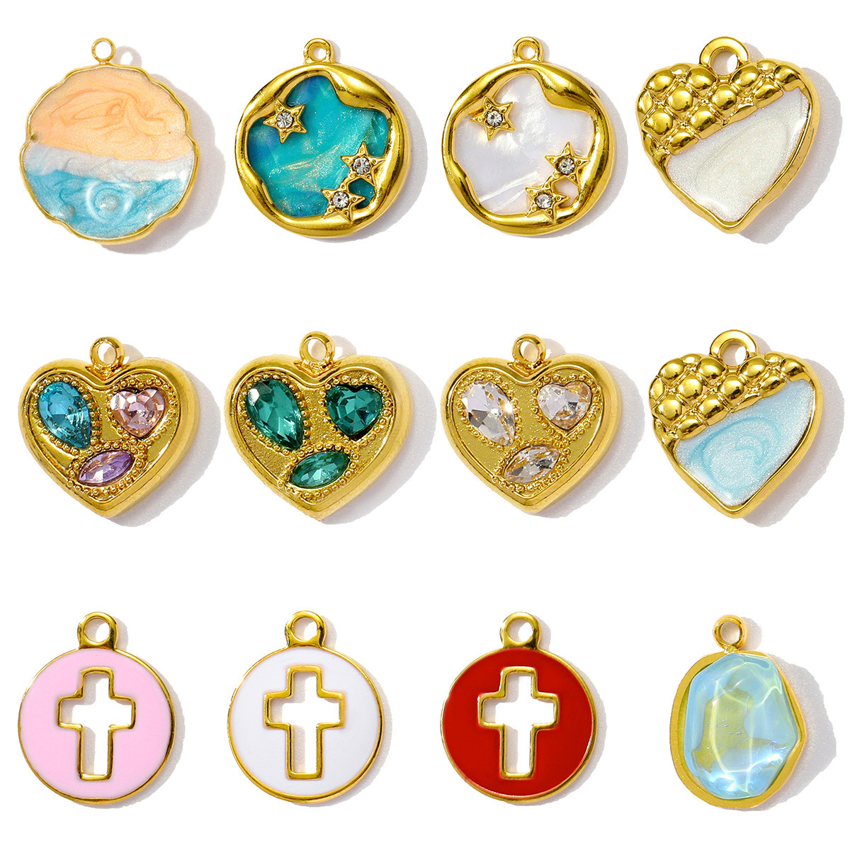Enamel Shell Cross Stainless Steel Charms
